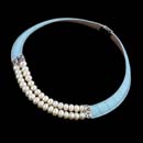 Honora Necklace 25Z3: Updated classic: The baby blue leather of this Honora "collar" necklace enhances the beauty of the cultured freshwater pearls. Honora Necklace 25Z3 jewelry