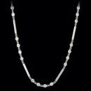 This platinum necklace is 17 inches long, features ten secessions of four diamonds in a bezel setting and ten platinum bars though-out the necklace. This truly sparkles and is great for everyday fashion. 