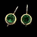 Jane Taylor Earring 26L2: Jane Taylor 18kt yellow gold hand engraved chubby bezel earrings with green tourmalines centers. Jane Taylor Earring 26L2 jewelry