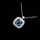 This beautiful and brilliant 18kt white gold Beverley K pendant features a .44ct sapphire surrounded by .20ct in shimmering diamonds.