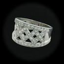 Item 282CO1 - One ladies 18kt white gold Chimento ring, size 6 with a taper of 12.5mm down to 5mm and .58cts of G-H color VS clarity diamond pave set with milgrain edge.