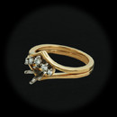 Item 284CO1 - An 18kt yellow gold Jabel wedding set. The semi mount features a four prong head for a .33 to .50 ct round center in finger size 6.25. The wedding band is set with five round diamonds G-H color VS clarity approximately .15cts, also finger size 6.25. Sold as a set.