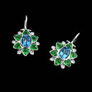 Jane Taylor Earring 28L2: These enchanting Jane Taylor 18kt white gold lever-back Bohemia earrings feature beautiful oval aquamarine centers, tsavorite garnets and diamonds. Jane Taylor Earring 28L2 jewelry