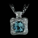 Jane Taylor Necklace 28L3: Beautiful Jane Taylor Mimosa pendant with .88ct aquamarine center and surrounded with .13ctw diamonds in 18kt white gold. Jane Taylor Necklace 28L3 jewelry