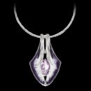 A unique and Contemporary Nicole Barr Contemporary purple Vitreous Enamel on Sterling Silver Necklace. Set with a pear shaped purple Amethyst. Rhodium Plated for easy care. The necklace is a sterling silver Adjustable 18 inch chain.