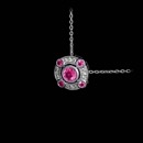 Lovely 18kt white gold pendant by Beverley K., with .19ctw of pink sapphire and .04ctw of diamond, suspended, on a white gold chain.