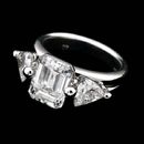 Whitney Boin post platinum triad mount engagement ring with trillion cut sides weighing 1.50ctw.