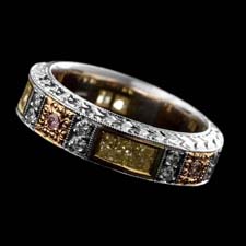 Michael Beaudry fancy pink, yellow, and white diamond band
