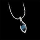 This beautiful marquese shaped London Blue Topaz is set in a high polished sterling silver bezel and suspended on a 16.50" wheat chain with a lobster claw clasp. The pendant measures 16m x 7.5m in size.