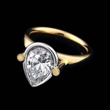 Whitney Boin post 18kt. yellow gold fancy shape mount engagement ring with platinum bezel.