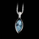This Bastian sterling silver Blue Topaz pendant is bezel set in a high polished finish and measures 16m x 8m in size. The piece is suspended on a 16.50 inch wheat chain with lobster claw clasp.