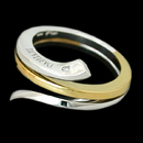Damiani Ring 32F1: Ladies 18kt white and yellow gold finger ring set with .01ct diamond. The ring is 16mm in width. From the Damiani Eden Collection. Damiani Ring 32F1 jewelry