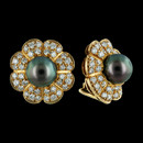 Gumuchian Earring 32J2: Beautiful Tahitian Black Pearl and diamond earrings set in 18K yellow gold by Gumuchian. Pearls are approx 9mm and total diamonds are approx 3.0ctw. Earrings measure 18mm in diameter. These are a beautiful match to ring item #103J1 Gumuchian Earring 32J2 jewelry