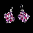 Jane Taylor Earring 32L2: Jane Taylor 18kt white gold Bohemia earrings set with purple sapphire princess cuts and rubelite baguettes. Jane Taylor Earring 32L2 jewelry