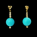 Cathy Carmendy 20k diamond and turquoise earrings.  The gems measure 11mm each.  