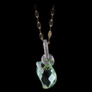 A beautiful 18K yellow gold Prasiolite and diamond necklace from Bellarri. The Prasiolite has a total carat weight of 5.00 and the diamonds hugging the gemstone has a size of 0.07tcw. The length of the chain is 18".
Dimensions: 25mm x 9mm