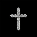 A brilliant platinum and diamond shared prong cross pendant from the Pearlman Collection. This cross features .50ct in F color, VS clarity, ideal cut round diamonds. A beautiful expression of faith.