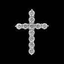 A brilliant platinum and diamond shared prong cross pendant from the Pearlman Collection. This cross features .75ct in F color, VS clarity, ideal cut round diamonds. A beautiful expression of faith.