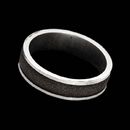 Alex Soldier's handsome gents platinum wedding band with black rhodium. Also available in 18k white gold.