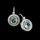 A classic look. These aquamarine earrings from Beverley K are surrounded by diamond pave' and set in 18k white gold.