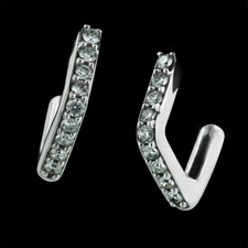 One pair of Honora angular diamond hoop earrings in 18kt white gold, set with .18ctw of diamond, and finished with post backs. 