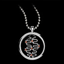 This beautiful sterling silver Bastian pendant is suspended on an 18 inch silver bead chain.  The pendant contains six cabochon garnets. This piece measures 28mm in diameter. 