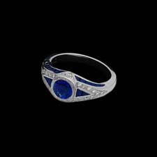 A beautiful retro-inspired platinum ring from the Pearlman's Collection, featuring a 1.20ct. sapphire center stone and enhanced with brilliant sapphires and diamonds.