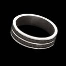 Elegant men's platinum wedding band with black rhodium is designed by Alex Soldier. Also available in 18k white gold.