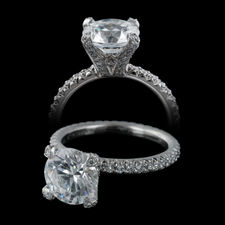 The Michael B Princess band in platinum with diamond tips and prongs.  Simply beautiful!  2.2mm width and set with 95 diamonds weighing .61ct. Center diamond not included.