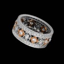 An exquisite 18K white and pink gold 8 mm diamond wedding band from Beverley K. The ring is set with .92ctw of diamonds. Also available in platinum.