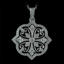 This is a simply stunning diamond pendant from Beverley K.  There is a hand engraved diamond and filigree cross design center that is surrounded by a pave diamond border.  This pendant is 18k white gold and has .40ctw of diamonds. This piece is 1 inch in diameter.