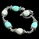 Honora Bracelet 40Z4: A sterling silver Honora bracelet with light blue turquoise stones and white pearls. Honora Bracelet 40Z4 jewelry