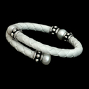 Honora Bracelet 42Z4: A pretty white leather Honora bracelet with sterling silver end caps and three white pearls. Honora Bracelet 42Z4 jewelry
