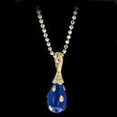 18kt yellow gold diamond blue enameled hand made enhancer pendant. This exquisite piece is set with .85ct of VVS F-G quality diamonds set in pave. The pendant measures 39mm in length x 13mm in width. Chain is not included. 