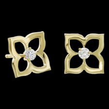 Out Of Stock. 18kt Yellow Gold small Open Lotus Earrings. The center stones have a weight of .14ct
