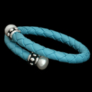 Honora Bracelet 44Z4: A pretty turquoise leather Honora bracelet with sterling silver end caps and white pearls. Honora Bracelet 44Z4 jewelry