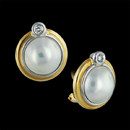 Damiani Earring 45F2: 18kt yellow & white gold Mabe' pearl and diamond earrings from Damiani. The pearls measure 12mm in diameter and are of a fine silver rose' color. The diamonds have a total weight of .12ct. Damiani Earring 45F2 jewelry