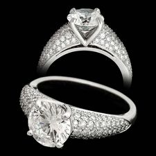 Michael Bondanza's Platinum Pave Astor for 2.0ct center diamonds.  This engagement ring is set with .63ct of diamonds.  Center diamond not included.