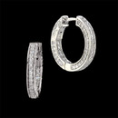 These earrings are so beautiful, they have micro-pave' diamonds set around the front and sides of the earrings.  The earrings measure 20mm in diameter and contain 1.35ct. total weight in diamonds.  One of the feature I like best about these earrings is the locking post so they are very secure on the ear.  The earrings are 18kt white gold and the diamond quality is VS 2 in clarity and F in color.  Very beautiful with lots of sparkle.
