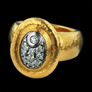 Gurhan Ring 51GG1: Gurhan's oval pave 24K ring. Large graduated shank with oval pave set in silver. Gurhan Ring 51GG1 jewelry