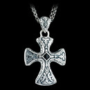 Scott Kay Sterling Necklace 51U3: Beautiful large engraved Cross with onyx in the center. This Scott Kay Sterling piece has an enhancer bail which makes it very versatile. Scott Kay Sterling Necklace 51U3 jewelry