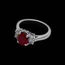 This beautiful platinum ring from the Pearlman's Collection features a stunning 2.13 center ruby flanked by .46cts. in diamonds.