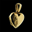 A classic Charles Green 18 kt. yellow gold heart shaped locket with custom hand engraving. The heart measures 14 X 14mm and makes a one of a kind treasured pendant.