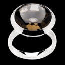 A pretty and fun smokey quartz sterling silver ring from Bastin Inverun. This ring is a size 7.75. The head of the ring measures 19mm in diameter. The height of the ring, from your finger to the top of the smokey quartz , is 9mm. A great fashion ring that's not too flashy.