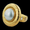 Gurhan Ring 53GG1: Pearl and 24K gold ring with rosecut diamonds from Gurhan. Features a 15mm mabe pearl center with 2 rosecut diamond accents. Gurhan Ring 53GG1 jewelry