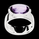 From German designer Bastian inverun, come this fashionable ring in polished sterling silver that features a faceted cut amethyst. The ring measures 7mm in width. Ring size is 7.75.