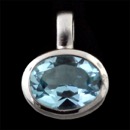 A sterling silver blue topaz pendant from German designer Bastian Inverun. The Pendant measures 10mm x 15mm. There are several styles of chains to choose from ranging in price from $93.00 on up. 

