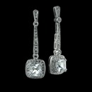 These are a simply stunning pair of 18k long diamond earrings from Beverley K.  The center cushion diamonds are surrounded by a pave diamond cushion shaped halo.  Please call for center diamond pricing.  