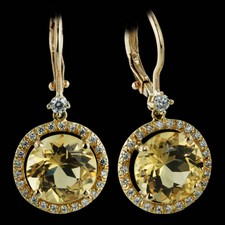Twinkle Twinkle diamond frame earrings from Jane Taylor, set in 18kt yellow gold with 4.99ctw yellow beryl centers and .32ctw diamonds.