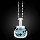 Bastian-Invern: 925 - A Beautiful cushion shape pendant polished blue topaz 3.60 ct; measurements from top of bail to bottom approximately 17.84mm length x 12.92mm width, includes 925; 17.7" venetian chain 2.00mm.